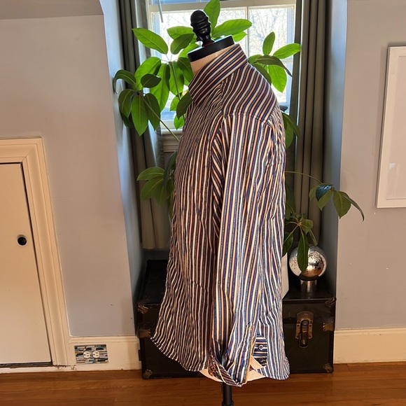 ROBERT GRAHAM Blue Green Stripes Paisley Cotton Medium Classic Long Sleeve Shirt - Picture 6 of 10